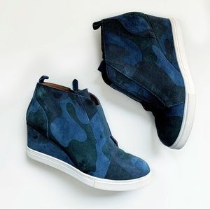 Blue Camo wedge sneakers